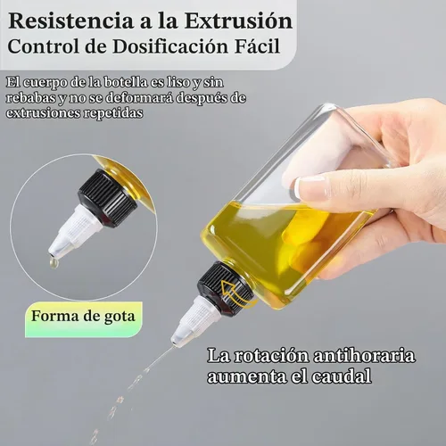 Vista 4 de Yaomiao Botellas pequeñas de 3.4 onzas con tapas giratorias para líquidos, recipientes exprimibles de condimentos de 3.4 fl oz, botellas