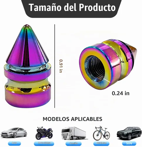 Vista 2 de Ziciner 4 tapas de válvula de neumático de automóvil, accesorios de aleación de aluminio con pinchos, cubiertas de vástago de rueda a prueba