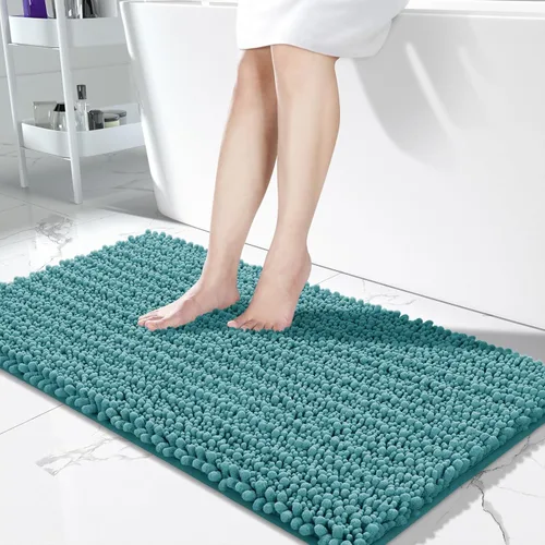 Vista 19 de Yimobra Alfombras de Baño Antideslizantes Lavables - Alfombra de Baño de Chenilla Ultra Suave Absorbente, Alfombra Peluda de Secado Rápido para Negro