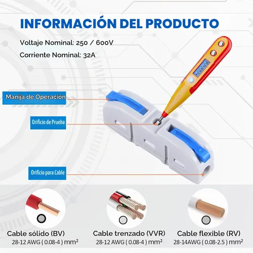 Vista 2 de Kit de conectores de palanca para cables eléctricos de conexión rápida, para terminales en línea compactos, 28-12 AWG, 1 entrada 1 salida (azul, 15)