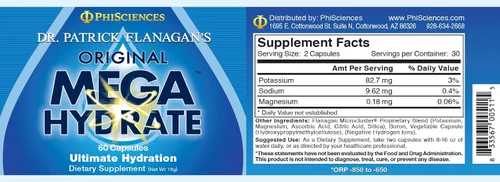 Vista 3 de MegaHydrate 60 cápsulas - Dr Patrick Flanagan por Phi Sciences