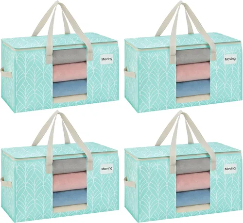 Vista 40 de VENO Paquete de 4 bolsas de mudanza resistentes, bolsas de almacenamiento de ropa y edredón con ventana transparente, suministros de embalaje