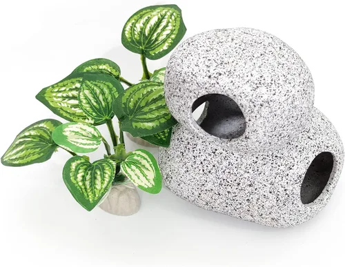 Vista 2 de Decoraciones de acuario de peces, piel de cueva con ventana de visualización para accesorios de pecera Betta