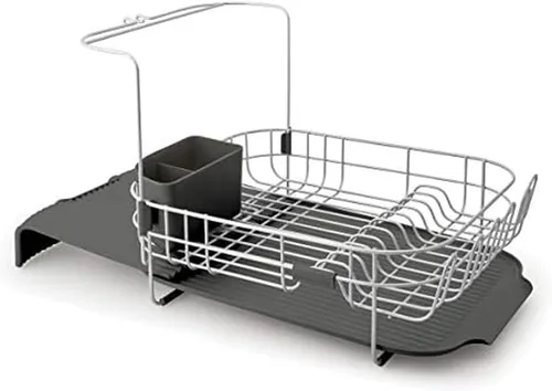 Vista 17 de KitchenAid Escurridor de platos compacto, que ahorra espacio, resistente al óxido con organizador de cubiertos extraíble y bandeja de escurrido Negro