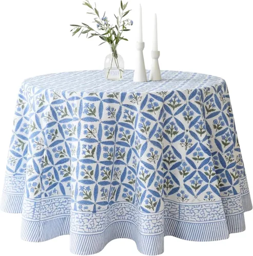 Vista 66 de ATOSII Mantel 100% algodón, Amara, floral, hecho a mano, rectangular, de lino, para cocina, comedor, fiestas, bodas, exteriores, picnics, Pascua