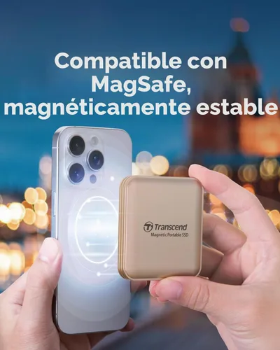 Vista 3 de Transcend 1TB ESD420 SSD magnético portátil hasta 2000MB/s USB3.2 Gen2x2 Oro champán
