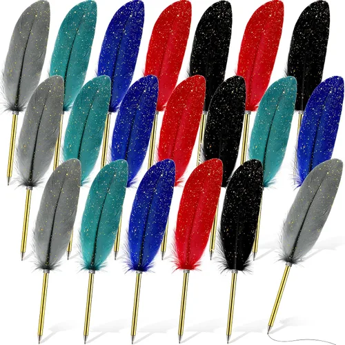 Vista 13 de Chivao Bolígrafo de pluma de 0.020 in, tinta negra, pluma de pluma chapada en pluma para invitados, recuerdos de oficina, fiestas (10 piezas)