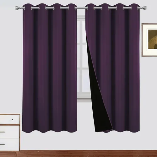 Vista 18 de LEMOMO Cortinas 100% opacas de 38 x 54 pulgadas, 2 paneles de oscurecimiento con aislamiento térmico para dormitorio