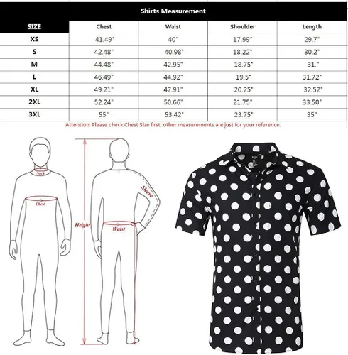 Vista 6 de Camisa casual de manga corta con estampado de lunares para hombre