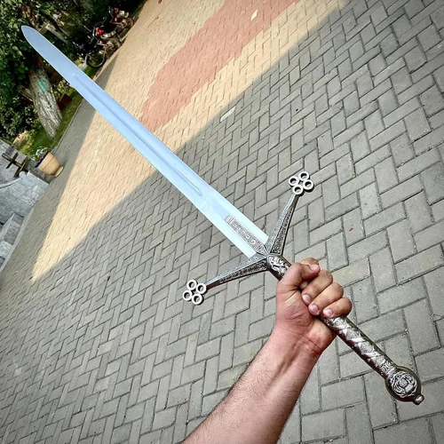 Vista 8 de Bend D Trend - Espada Claymore de 40 pulgadas, hecha a mano, escocés Highlander a dos manos, gran espada con accesorios de latón y funda de cuero