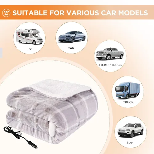 Vista 6 de Westinghouse Manta térmica para auto, manta eléctrica de 12 voltios para automóvil, camión, SUV, RV, manta térmica portátil para campamento, cuadros