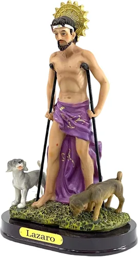 Vista 2 de Gigi's Classy Kids Figura de estatua de San Lázaro de resina multicolor de 8 pulgadas Imagen San Lázaro Santo Religioso Regalo Arte