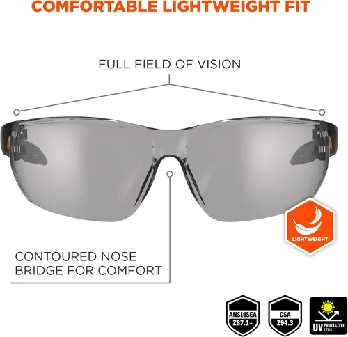 Vista 2 de Ergodyne Skullerz VALI - Gafas de seguridad sin marco, ligeras, antivaho