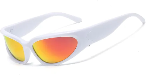 Vista 20 de LASPOR Gafas de sol deportivas envolventes para mujeres y hombres, lentes deportivos Y2K