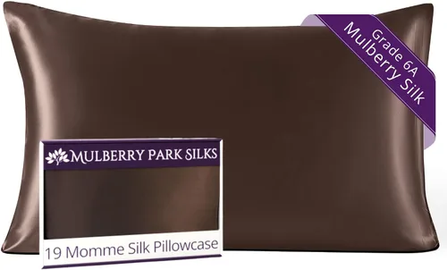 Vista 9 de Mulberry Park Funda de almohada 100% seda, 19 momme, seda de morera grado 6A, cierre de sobre profundo, color negro/estándar (20 x 26 pulgadas)
