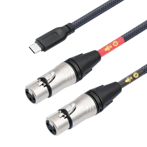 Vista 10 de Cable de micrófono XLR hembra de 3.3 pies a USB C, USB C a XLR para micrófono dinámico iPhone 15, iPad, portátil, tableta
