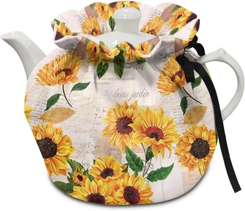 Vista 19 de DISNIMO Funda de tetera aislada a prueba de polvo con diseño floral de colibrí, para mantener el calor, accesorios decorativos, colcha