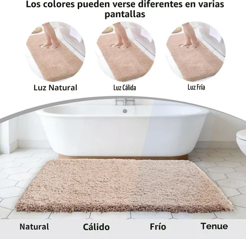 Vista 7 de Disolla - Alfombra antideslizante pequeña y esponjosa para el suelo del baño, lavable, afelpada, para ducha, absorbente, color beige, 17 x 24