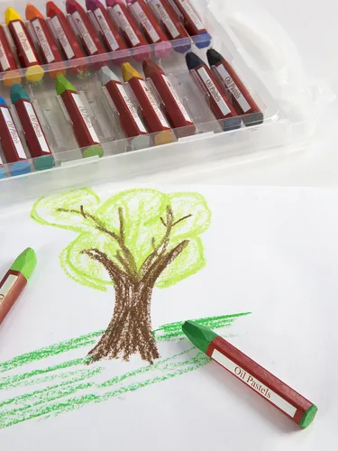 Vista 4 de Faber-Castell Pasteles de aceite mezclables en estuche de almacenamiento duradero, 24 colores vibrantes, pasteles no tóxicos para niños
