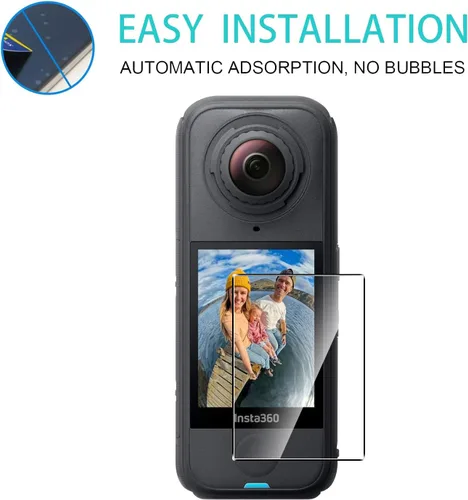 Vista 6 de Paquete de 2 protectores de pantalla de aire compatibles con Insta360 X4, película LCD de vidrio templado 9H, resistente a los arañazos HD