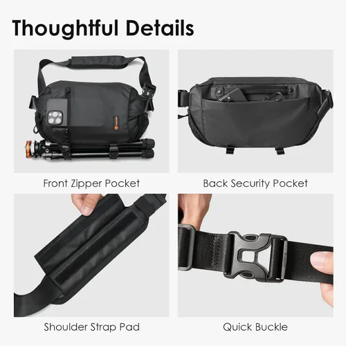 Vista 6 de TARION Bolsa Bandolera para Cámara Exterior - Estuche Mensajero Compacto de 5.5L para Sin Espejo - Bolsillo Expandible con Cordón Húmedo/Seco