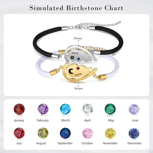 Vista 4 de Pulseras personalizadas para parejas pulseras a juego para parejas novios y novias recién casados dulces relaciones pulseras personalizadas