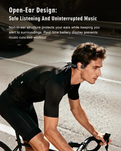 Vista 4 de Bone Conduction Headphones, 14H Playtime Bluetooth 6.0 Open-Ear Earbuds with Mic, IPX5 Waterproof Lightweight Headset, Wireless Sport Earphones for