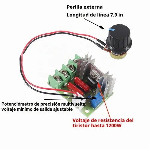 Vista 4 de Regulador de voltaje de CA de 2 piezas, módulo regulador de voltaje eléctrico SCR de 50-220 V de 2000 W, regulador de temperatura, regulador de 2