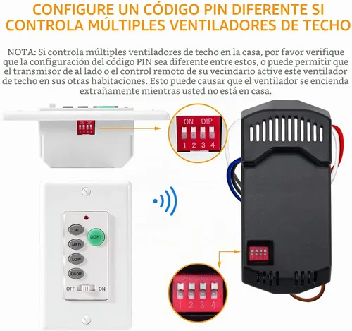Vista 2 de Humpptom Control remoto universal para ventilador de techo, interruptor de pared UC9050T, UC9050T, control remoto de pared compatible con Hampton
