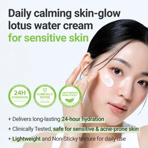 Vista 5 de ROVECTIN Crema calmante Lotus – Crema facial hidratante ligera y calmante para pieles sensibles 75% de extracto de agua de loto y niacinamida