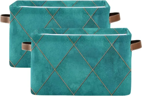 Vista 8 de Blueangle Cesta de almacenamiento rectangular de flores blancas y negras, 15 x 11 x 9.5 pulgadas, cesta organizadora plegable para decoración