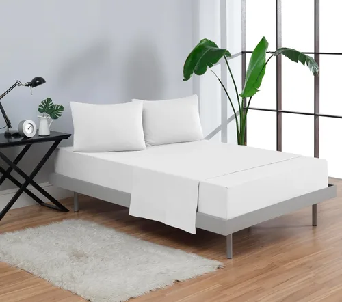 Vista 4 de Juego de sábanas 100% algodón con bolsillo profundo, tejido de camiseta, extra suave, fácil ajuste, juego de 3 piezas con funda de almohada