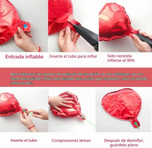 Vista 3 de 12 globos de aluminio con forma de corazón rojo, globos de 18 pulgadas, decoraciones de papel de aluminio adecuados para fiestas de cumpleaños