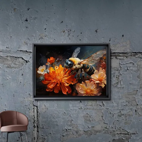 Vista 8 de StoreUSA97 Arte de pared floral de abejorro, impresión mágica en lienzo botánico, ilustración de retrato de abeja encantada, póster de jardín