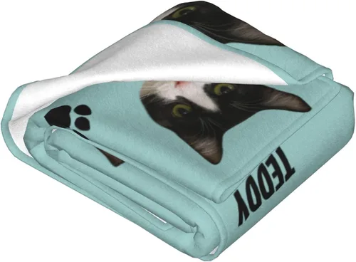 Vista 2 de Manta personalizada de fotos de gato, divertida manta personalizada de gato, regalo para amantes de los gatos, manta de fotos de mascotas