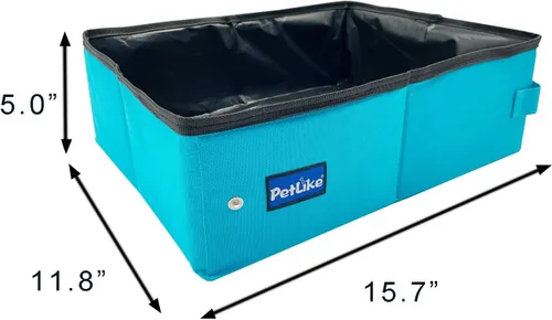 Vista 2 de PetLike Caja de arena de viaje para gatos, caja de arena portátil a prueba de fugas, bandeja de inodoro plegable para gatos pequeños y medianos