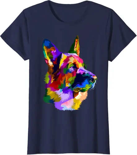 Vista 32 de Camiseta con retrato de pastor alemán para dueños de perros, Negro, S