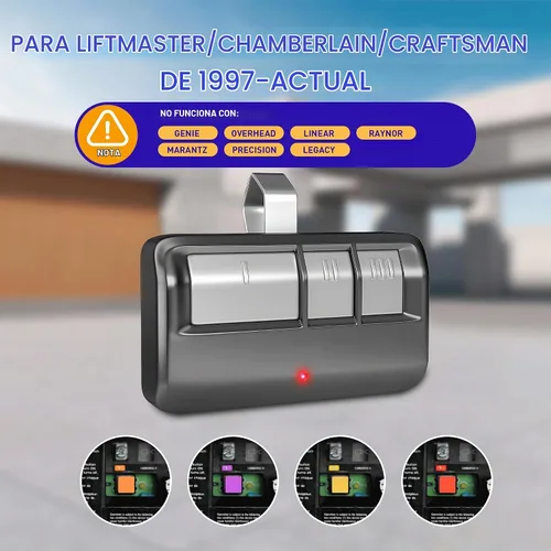 Vista 2 de Control remoto universal para puerta de garaje para LiftMaster/Chamberlain/Craftsman, control remoto de puerta de garaje de repuesto con clip
