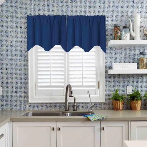 Vista 16 de Cenefa Blanco Puro Paquete de 2 - Cortinas de Liquidación para Sala de Estar, Baño y Dormitorio - Estilo Granja Festoneado, 18 Pulgadas de Largo