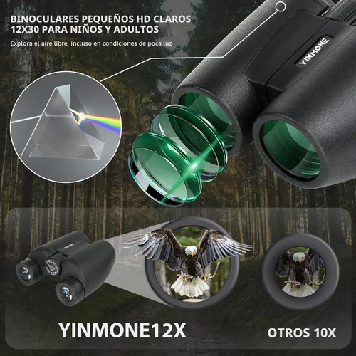 Vista 9 de Prismáticos compactos de 12 x 30 para adultos y niños, observación de aves