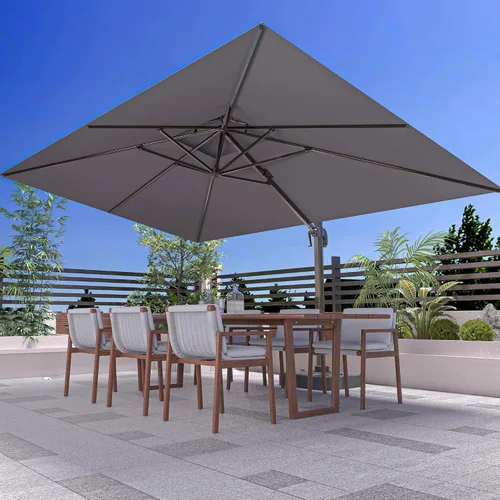 Vista 35 de Sombrilla de 10 x 13 pies para exteriores, sombrilla grande rectangular con viga voladiza, resistente, con rotación de 360°, sombrilla con Beige