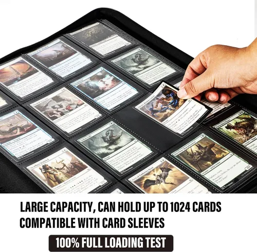 Vista 3 de Premium Carpeta con más de 1000 bolsillos, carpeta de álbum de 16 bolsillos sin anillas para cartas coleccionables con diseño de etiqueta, carpeta