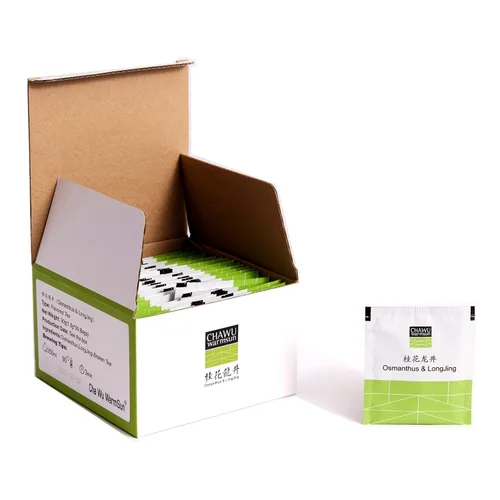 Vista 2 de ChaWuWarmSun -Osmanthus & LongJing Bolsas de té verde, 50 bolsas de té, flores naturales y té roto Natural Osmanthus Flower Blend. Premium Green