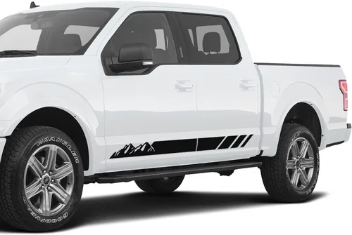 Vista 9 de Bubbles Designs Adhesivos de rayas de montaña Compatibles con Ford F150 de todas las generaciones (2900B) - Vinilo negro con acabado metálico