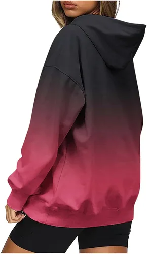 Vista 4 de Chaquetas de abrigo para mujer, estilo casual, estampadas, de manga larga, casuales, holgadas, sudaderas con bolsillos