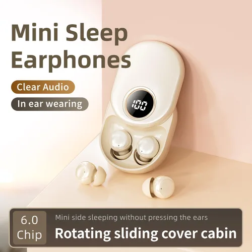 Vista 4 de Auriculares para dormir de lado, mini auriculares Bluetooth invisibles, auriculares inalámbricos con cancelación de ruido con modo de suspensión