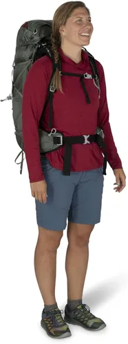 Vista 10 de Osprey Eja 58L Mochila de mochilero ultraligera para mujer, color morado oscuro, WM/L