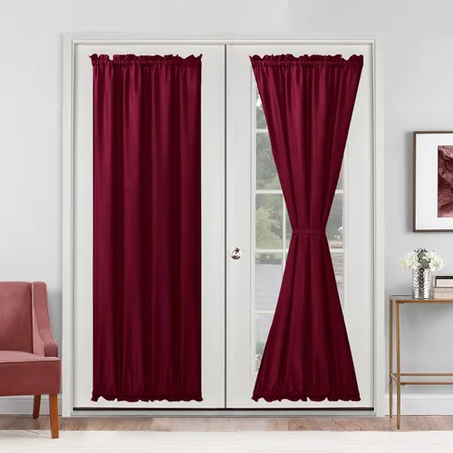 Vista 41 de Cortinas para puerta francesa, color aguamarina, 24 pulgadas de ancho x 40 pulgadas de largo, 1 panel Bolsillo para barra, semitransparente