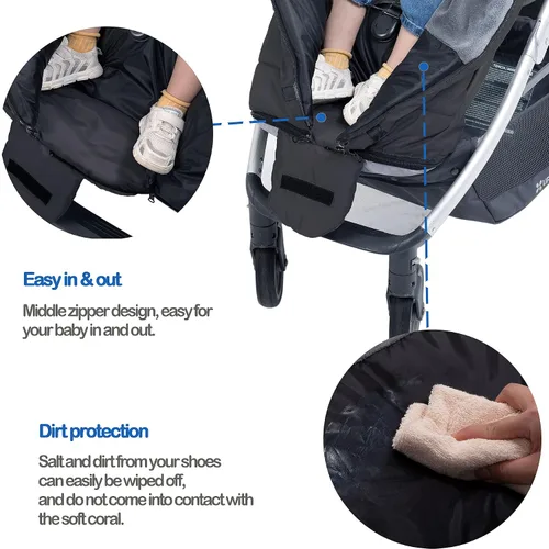 Vista 6 de Yobee Saco de dormir universal resistente a la intemperie para cochecito, cómodo y cálido, ajustable, seguro, manta impermeable para todos