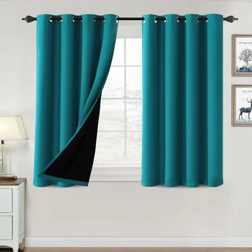 Vista 107 de H.VERSAILTEX Cortinas 100% de opacidad para dormitorio, con aislamiento térmico, cortinas opacas de 63 pulgadas de largo, cortinas de bloqueo